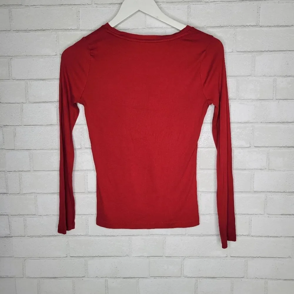 A New Day Red Ribbed Long Sleeve Tee Shirt - Picture 5 of 5